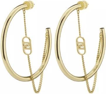 Liu Jo Gold Plated Hoop Earrings With Chain Lj2774