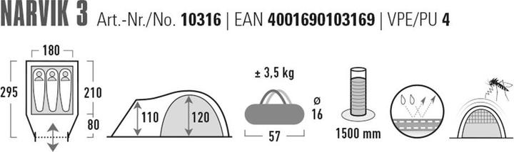 Actual product image High Peak Narvic 3 tent (Dome tent, 3.40 kg, 3 persons)