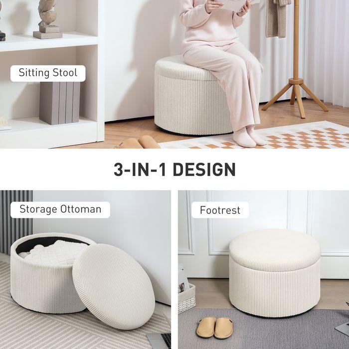 Actual product image Swisshandel24 Sitzhocker mit Stauraum Hocker mit Deckel, Runder Polsterhocker für Wohnzimmer