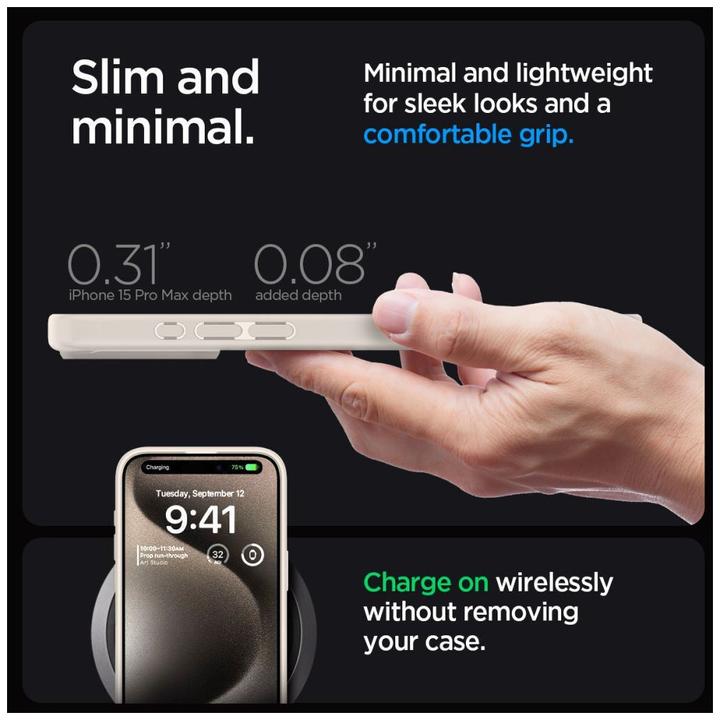 Produktbild Spigen Ultra Hybrid-Hülle für iPhone 15 Pro – natürliches Titan (Apple iPhone 15 Pro)