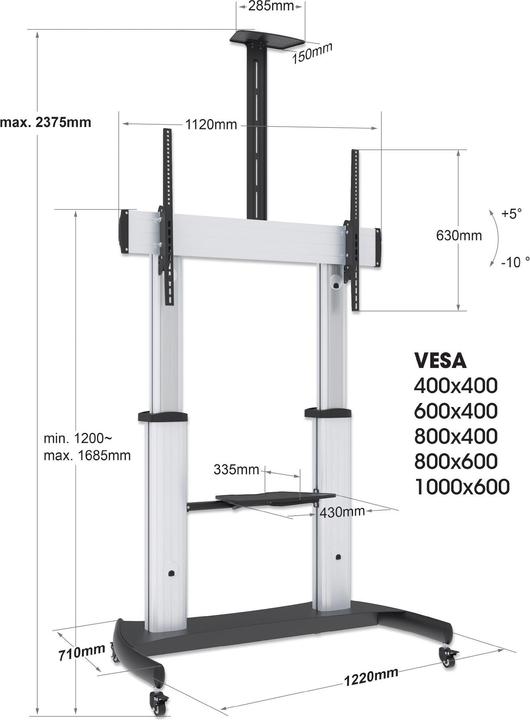 Produktbild Manhattan Premium Multimedia TV-Ständer auf Rollen mit besonders hoher Traglast (LCD, 100", 100 kg)