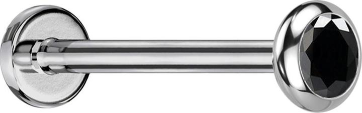 Produktbild Star Piercing Micro Threadless Labret silber Scheibe abgerundet Kristall schwarz (Titan G23, ohne Messing)