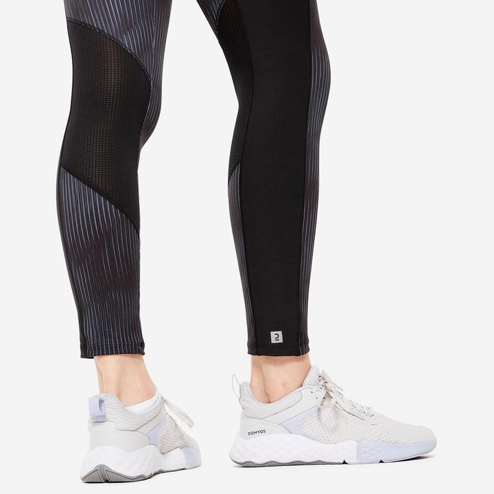 Image du produit Domyos Leggings femme avec poche pour smartphone - FTI 120 gris/noir imprimé (M)