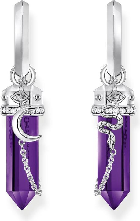 Produktbild Thomas Sabo Creolen mit Anhänger mit imitiertem Amethyst Silber geschwärzt (925er Silber/Silber)