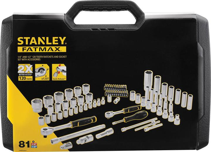 Actual product image Stanley Socket wrench set ½ inch + ¼ inch, 81 pieces