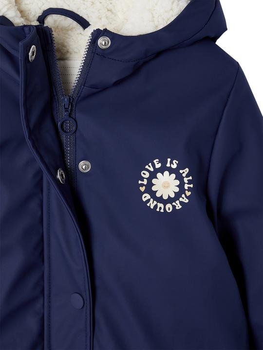 Actual product image Vertbaudet Girls' rain jacket with hood & teddy fleece lining (110)