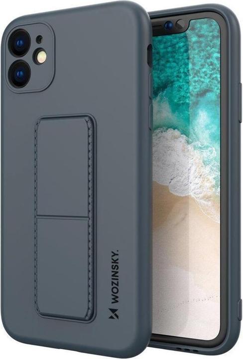 Actual product image Wozinsky Kickstand Case silicone case with stand for iPhone 12 Pro Max navy blue (Apple iPhone 12 Pro Max)