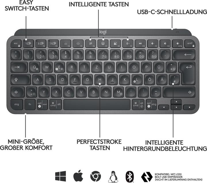 Logitech MXKeys Minimalist (Eng. Int., Kabellos)
