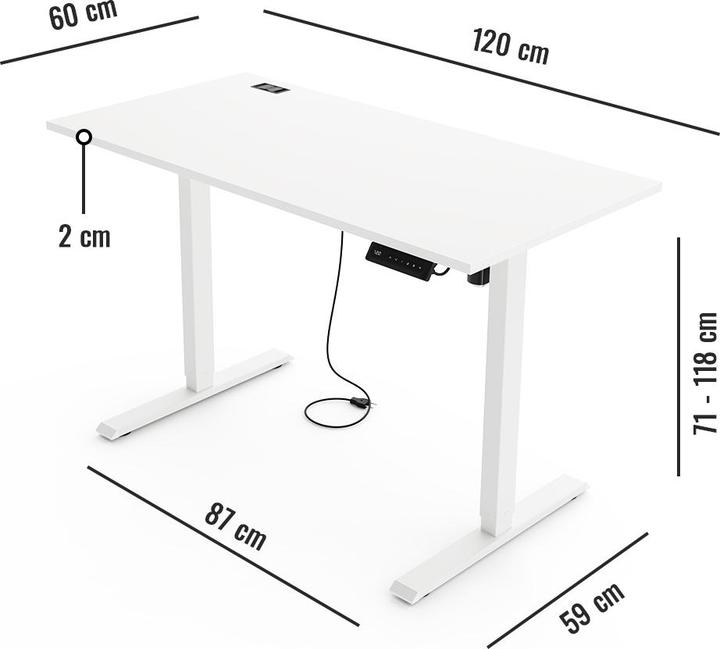 Produktbild Yaasa Desk Lite Höhenverstellbarer Schreibtisch (120 x 60 cm)