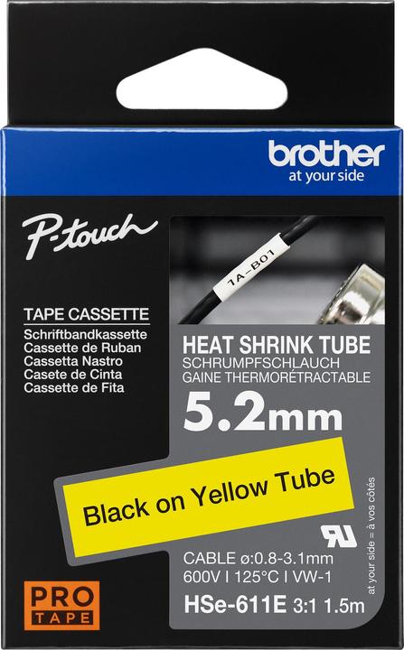 Immagine prodotto Brother Tubo termorestringente nero/giallo (0.52 cm, Giallo)