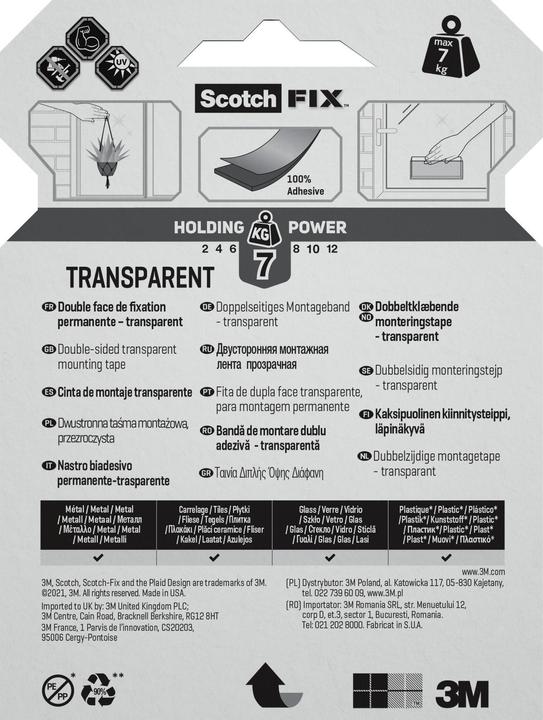 Produktbild Scotch Scotch-Fix Transparentes Montageband (19 mm)