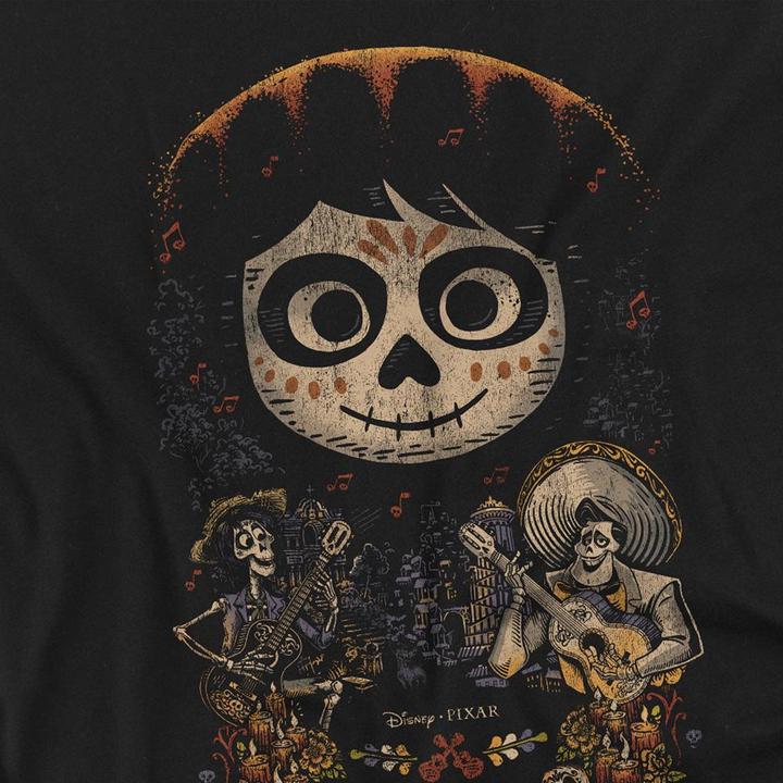 Actual product image La Maison du Coco Unisex Adult Ernesto Miguel Hector Painted Poster With Skull T-Shirt (XXL)