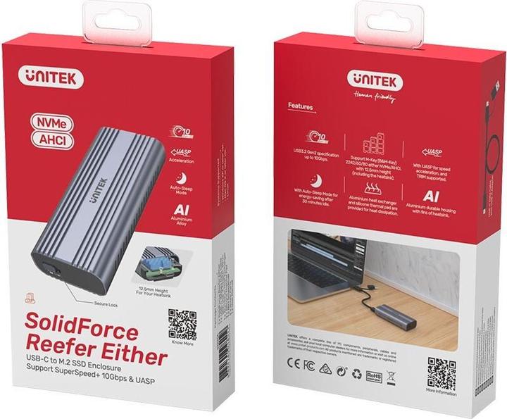 Actual product image Unitek OBUDOWA NA DYSK M.2, PCIE, NVME/SATA 10GBPS (M.2)