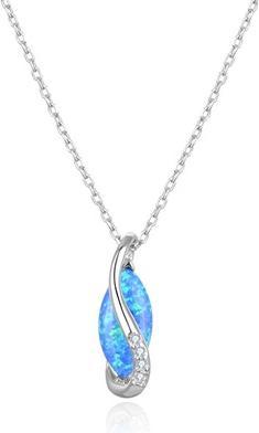 Actual product image Beneto Silver necklace with synthetic opal AGS1324 / 47 (L)