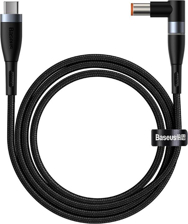 Baseus Cavo magnetico in zinco, da USB-C a DC 100W, PD, 2 m, angolato (nero) (2 m, 100 W)