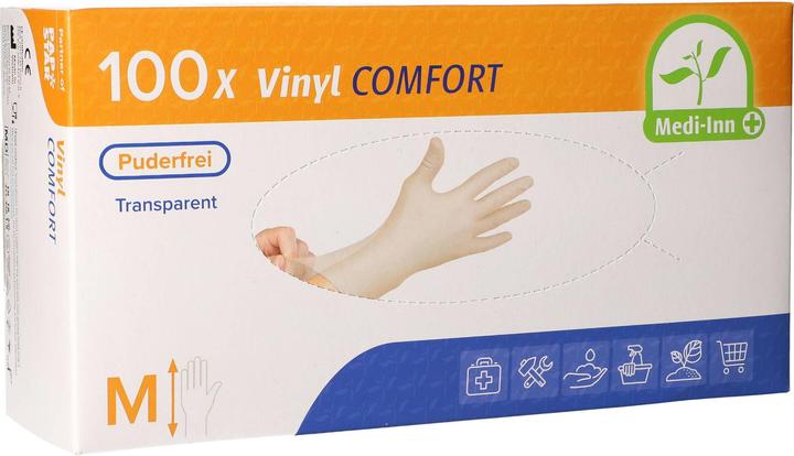 Papstar Wegwerphandschoenen Medi-Inn Comfort, vinyl, poedervrij, latexvrij, transparant, 100 stuks