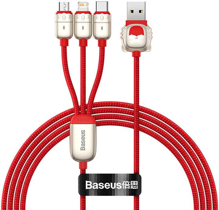 Image du produit Baseus Câble USB 3en1 Année du Tigre, USB vers micro USB / USB-C / Lightning, 3.5A, 1.2m (rouge) (1.20 m, USB 3.0)
