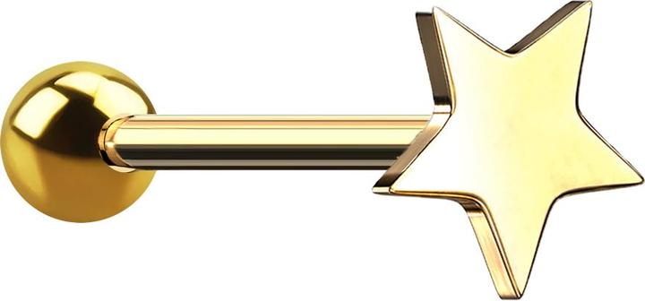 Produktbild Star Piercing Micro Barbell vergoldet mit Kugel und Stern (ohne Messing, Chirurgenstahl 316L)