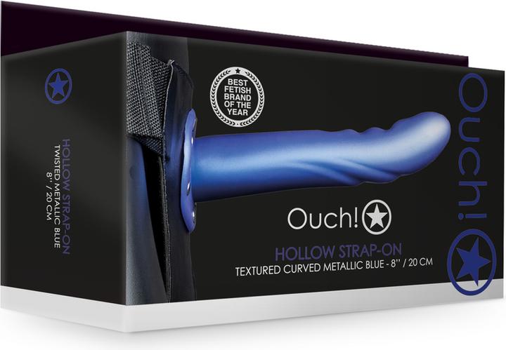 Actual product image Ouch! Textured Curved Hollow Strap-on - 8" / 20 cm