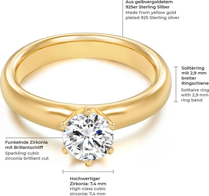 Immagine prodotto Trilani Donna Argento Cubic Zirconia Oro Giallo - 4132 (62, 925 Argento)