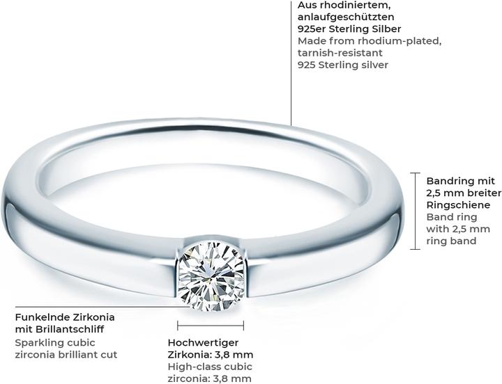 Produktbild Trilani Damen Sterling Silber Zirkonia silber - 4144 (60, 925 Silber)