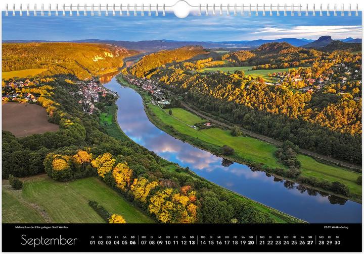 Produktbild Kalender Schsische Schweiz Luftaufnahmen 2026 (45 x 30 cm, Deutsch)