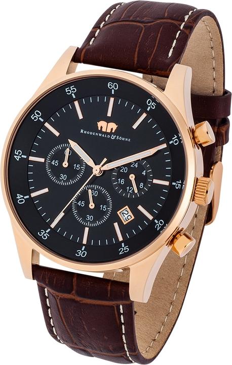 Image du produit Hommes Chronographe Goodwill en cuir véritable brun foncé - 4410 (Chronographe, 45 mm)
