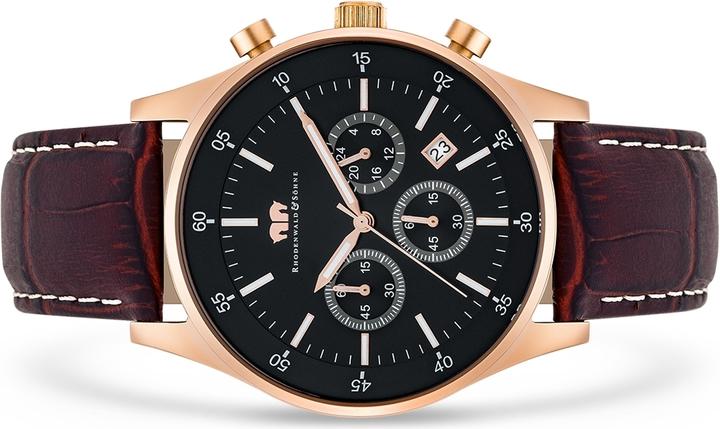 Image du produit Hommes Chronographe Goodwill en cuir véritable brun foncé - 4410 (Chronographe, 45 mm)