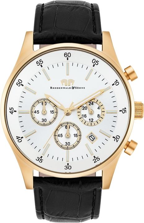 Herren Chronograph Goodwill Echtleder schwarz - 4408 (Chronograph, 45 mm)