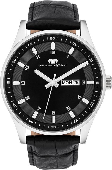 Produktbild Herren Quarzuhr Couragian Echtleder schwarz - 4466 (Analoguhr, 43 mm)