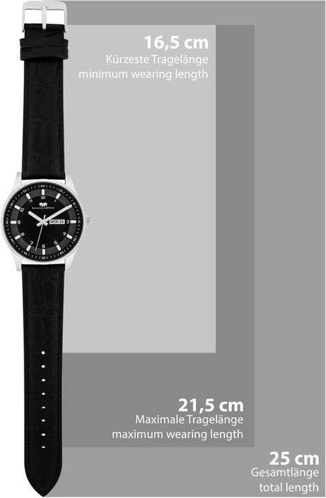 Produktbild Herren Quarzuhr Couragian Echtleder schwarz - 4466 (Analoguhr, 43 mm)