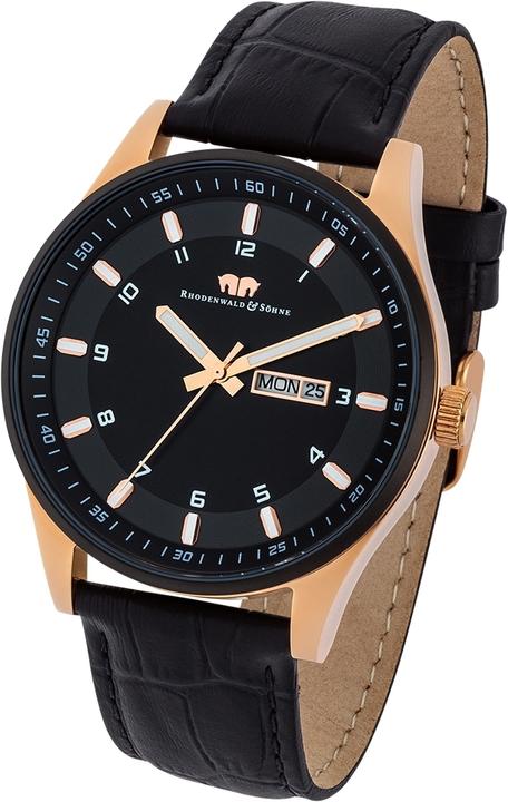 Actual product image Mens quartz watch Couragian genuine leather black - 4470 (Analogue wristwatch, 43 mm)