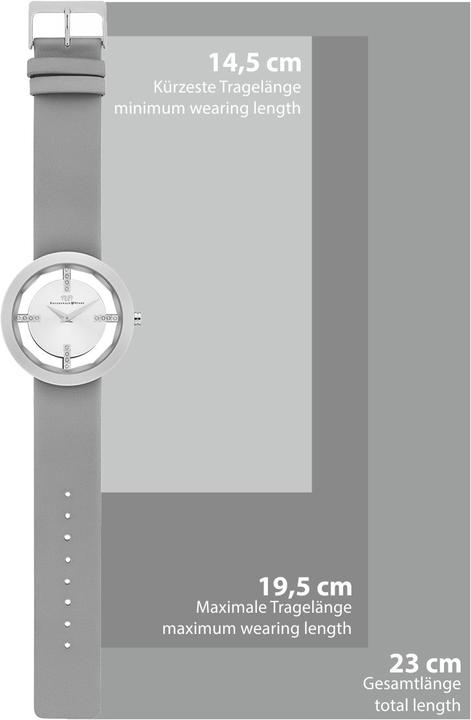 Immagine prodotto Orologio al quarzo da donna Lucrezia in vera pelle grigio - 5128 (Orologio da polso analogico, 42 mm)