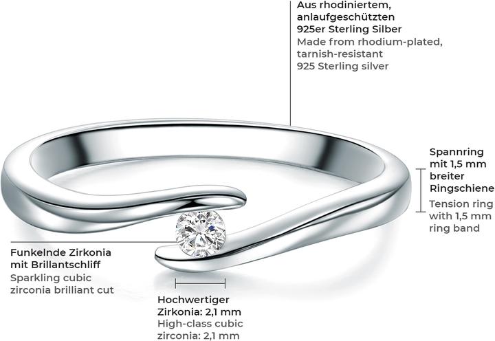 Actual product image Trilani Ladies sterling silver cubic zirconia silver - 6792 (56, 925 Silver)