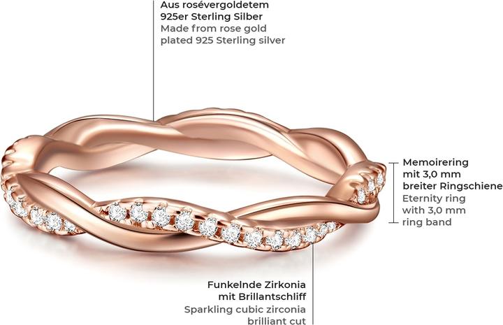 Produktbild Trilani Damen Sterling Silber Zirkonia roségold - 11190 (61, 925 Silber)
