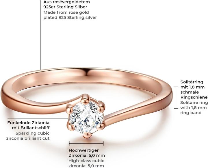 Image du produit Trilani Femme argent sterling zirconium or rose - 11202 (54, Argent 925)