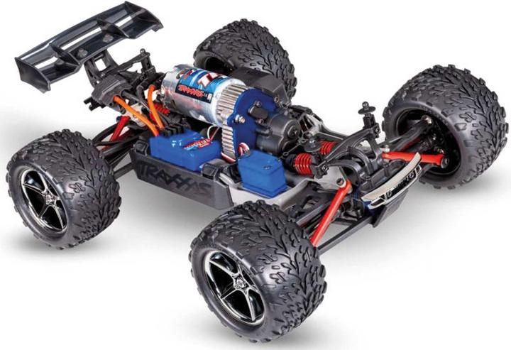 Image du produit Traxxas E-Revo Rouge/Bleu 1/16 Monster-Truck Rtr Brushed Avec Batterie Et Chargeur USB-C (RTR Prêt à fonctionner)