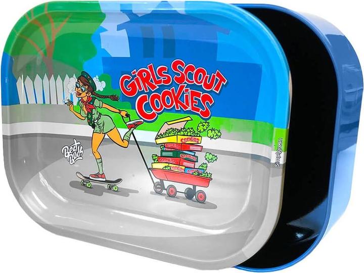 Actual product image Best Buds Thin Box Rolling Tray with Storage Girls Scout Cookies