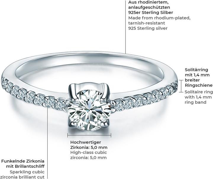 Image du produit Trilani Femmes argent sterling zirconium argent - 4206 (55, Argent 925)