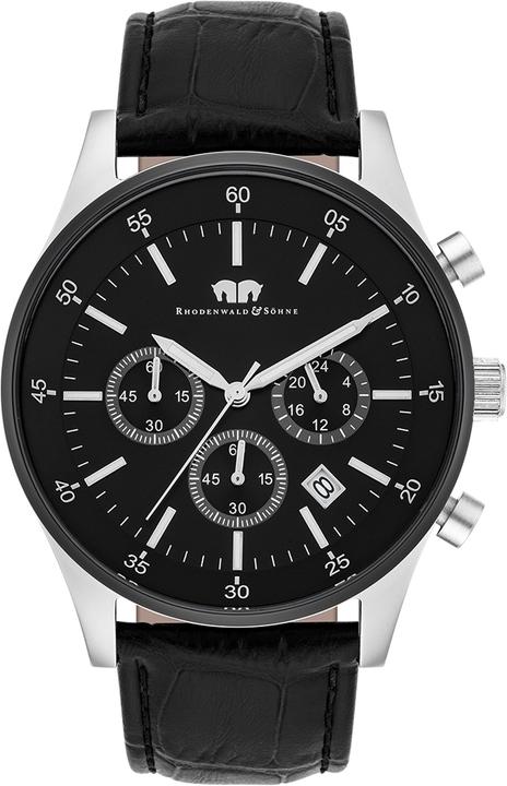 Herren Chronograph Goodwill Echtleder schwarz - 4406 (Chronograph, 45 mm)