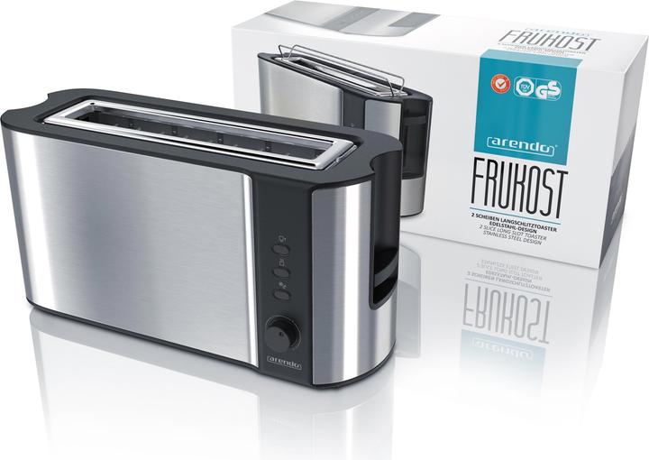 Produktbild Arendo Toaster Edelstahl Langschlitz 2 Scheiben, Doppelwand, Brötchenaufsatz, Display mit Restzeitanzeige