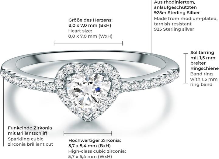Immagine prodotto Trilani Cuore da donna in argento sterling con zirconia cubica - 11978 (47, 925 Argento)