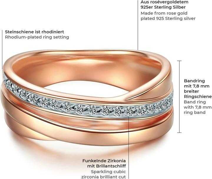 Actual product image Trilani Ladies Sterling Silver Zirconia Rose Gold - 4196 (48, 925 Silver)
