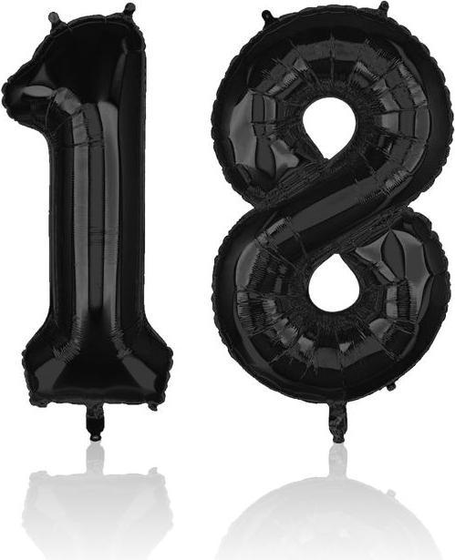 Immagine prodotto Hermex Palloncino numero 18 in foil nero palloncino festa di compleanno palloncino 40 cm