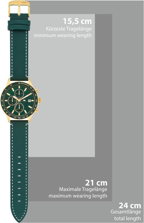 Produktbild Herren Chronograph Karthago II Echtleder grün - 23554 (Chronograph, 43 mm)