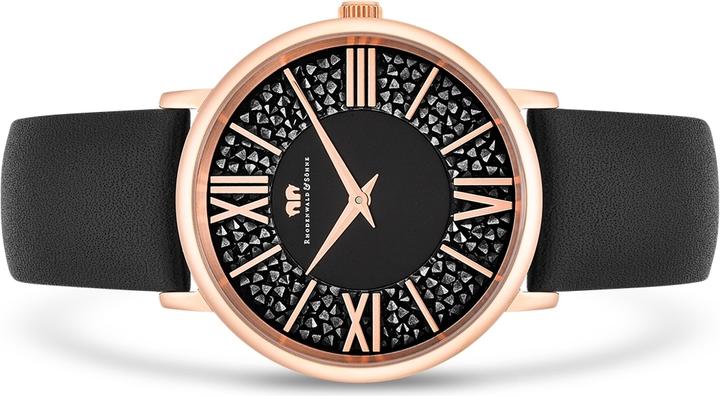 Immagine prodotto Orologio al quarzo da donna Pamina in vera pelle nera - 23878 (Orologio da polso analogico, 36 mm)