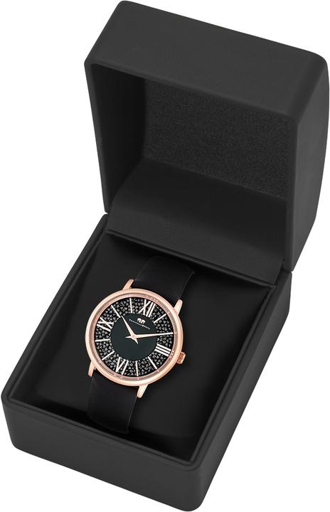 Immagine prodotto Orologio al quarzo da donna Pamina in vera pelle nera - 23878 (Orologio da polso analogico, 36 mm)