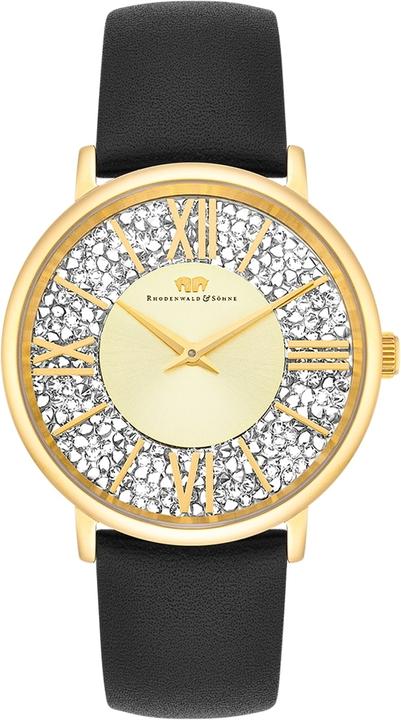 Damen Quarzuhr Pamina Echtleder schwarz - 23882 (Analoguhr, 36 mm)