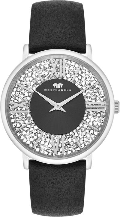 Damen Quarzuhr Pamina Echtleder schwarz - 23870 (Analoguhr, 36 mm)