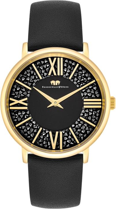 Damen Quarzuhr Pamina Echtleder schwarz - 23876 (Analoguhr, 36 mm)
